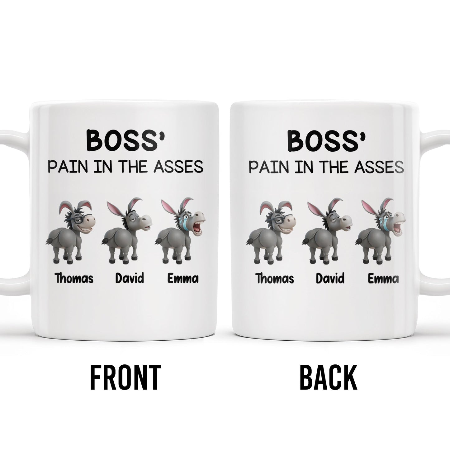 Boss' Pain In The Asses Featuring Playful Donkeys - Personalized Custom Coffee Mug - COL107_MG