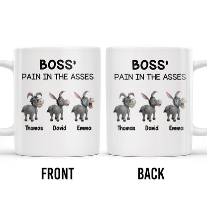 Boss' Pain In The Asses Featuring Playful Donkeys - Personalized Custom Coffee Mug - COL107_MG