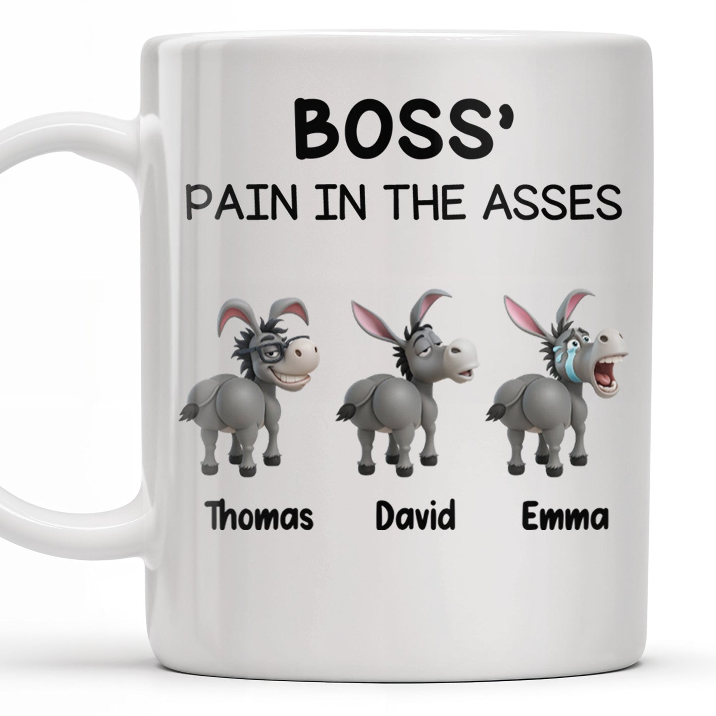 Boss' Pain In The Asses Featuring Playful Donkeys - Personalized Custom Coffee Mug - COL107_MG