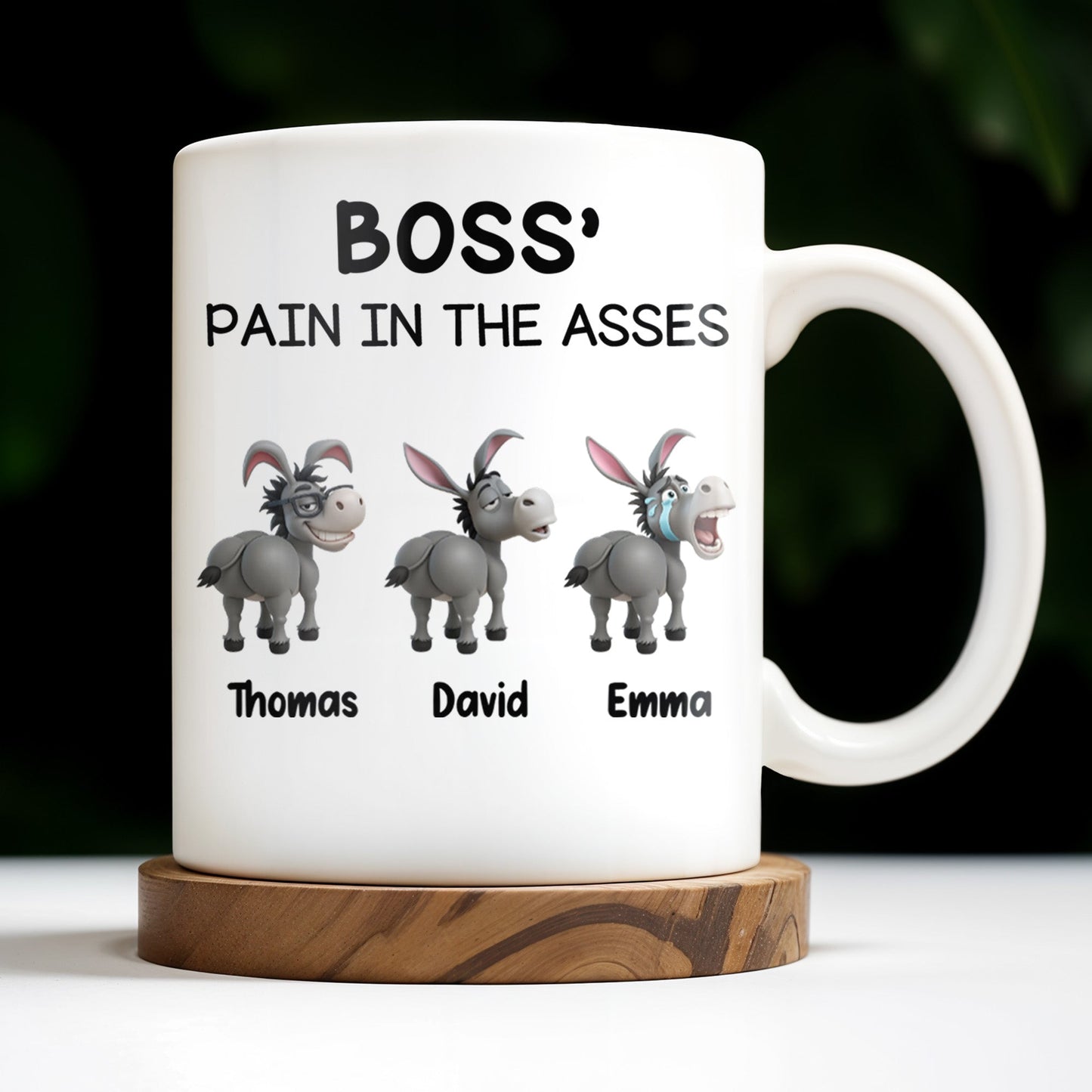 Boss' Pain In The Asses Featuring Playful Donkeys - Personalized Custom Coffee Mug - COL107_MG