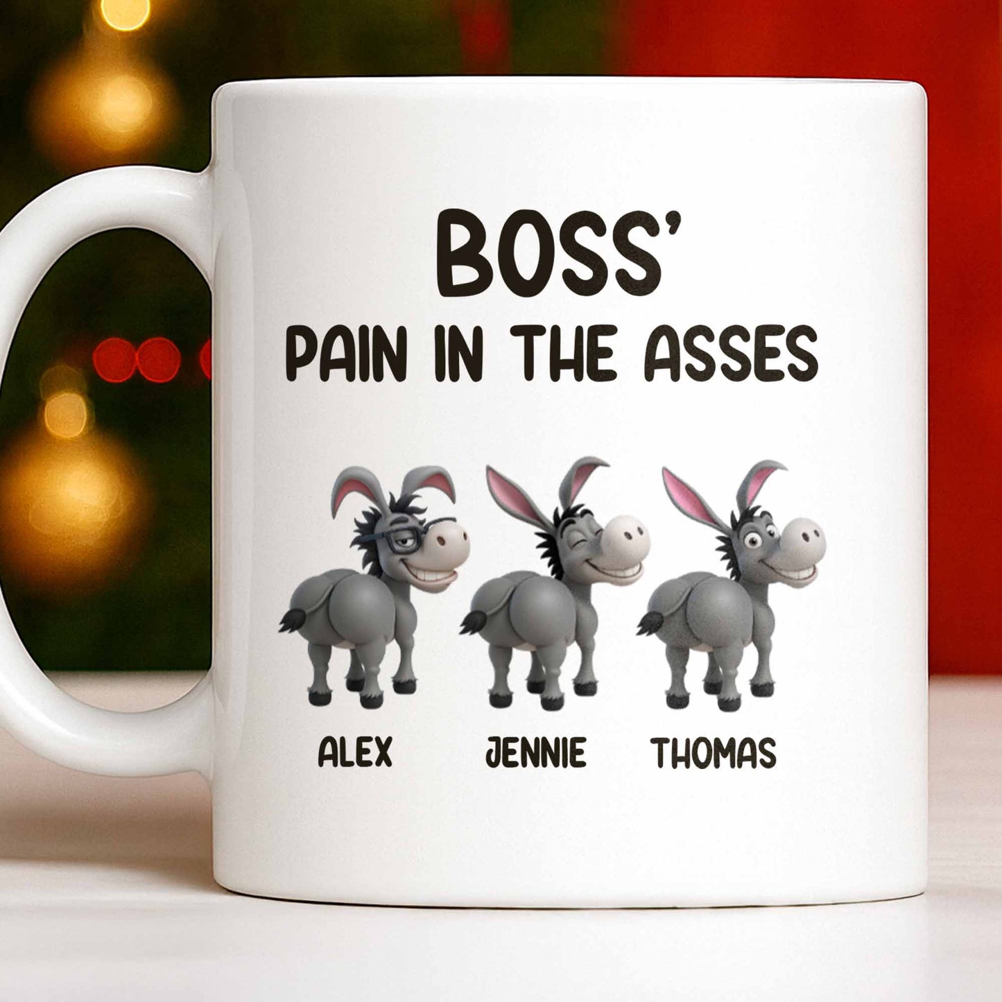 Boss' Pain In The Asses, Fun Donkey Design - Personalized Custom Coffee Mug - COL111_MG
