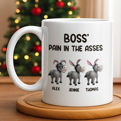Boss' Pain In The Asses, Fun Donkey Design - Personalized Custom Coffee Mug - COL111_MG