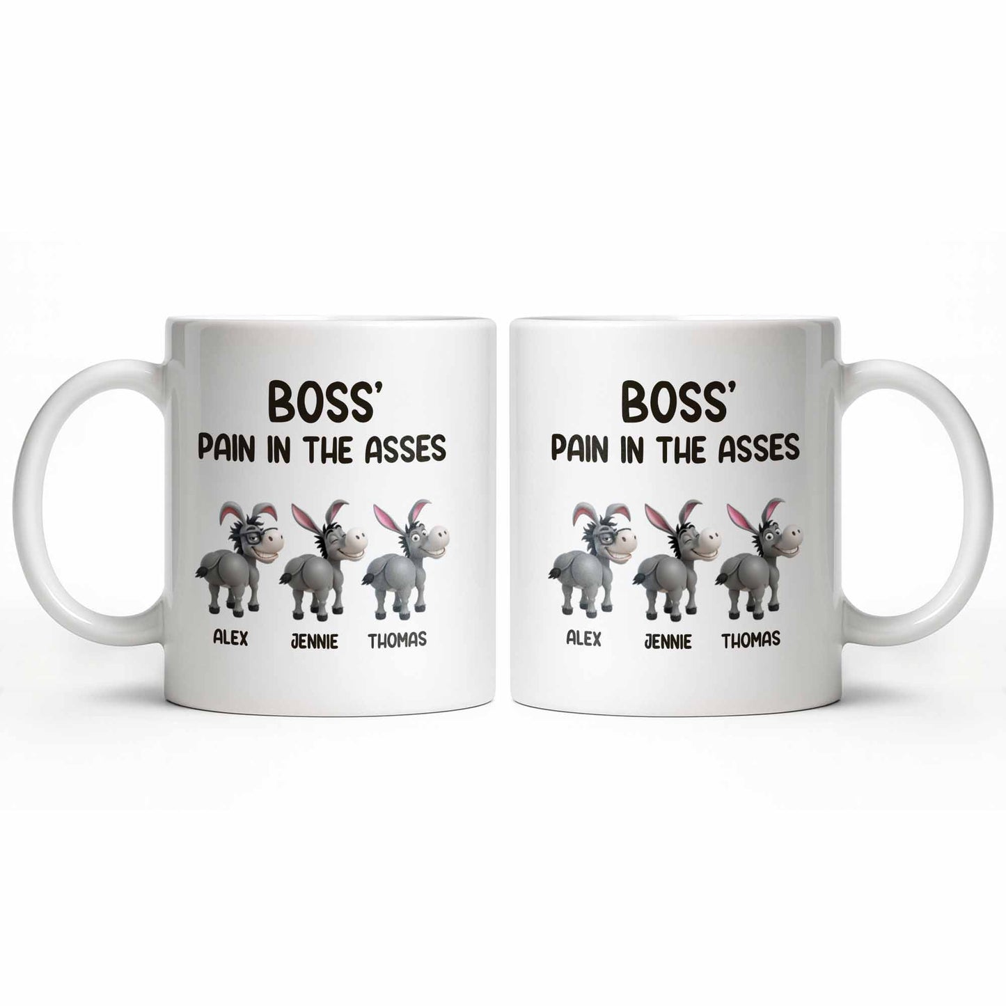 Boss' Pain In The Asses, Fun Donkey Design - Personalized Custom Coffee Mug - COL111_MG