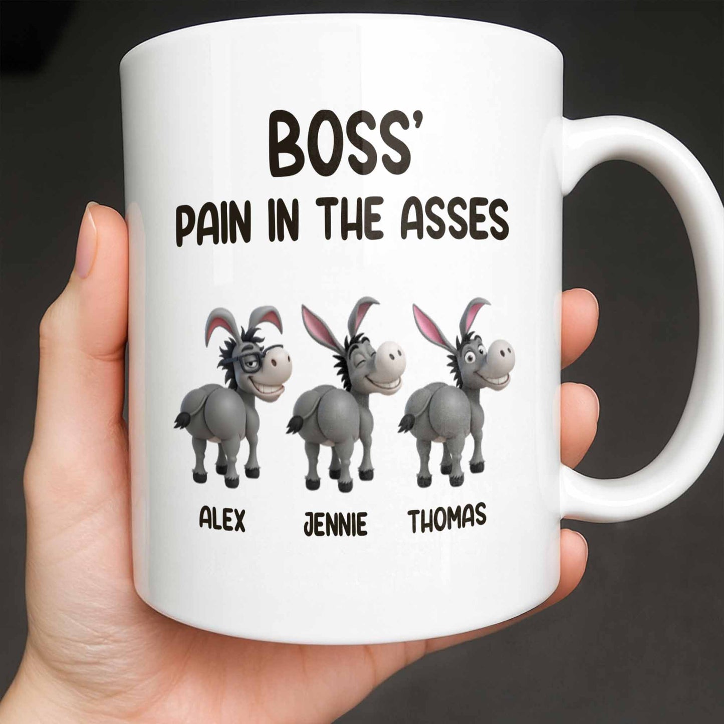 Boss' Pain In The Asses, Fun Donkey Design - Personalized Custom Coffee Mug - COL111_MG