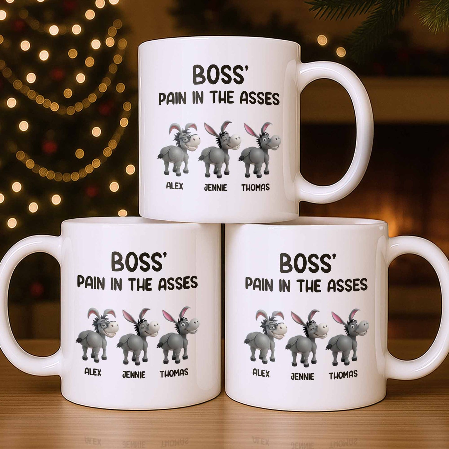 Boss' Pain In The Asses, Fun Donkey Design - Personalized Custom Coffee Mug - COL111_MG