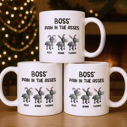 Boss' Pain In The Asses, Fun Donkey Design - Personalized Custom Coffee Mug - COL111_MG