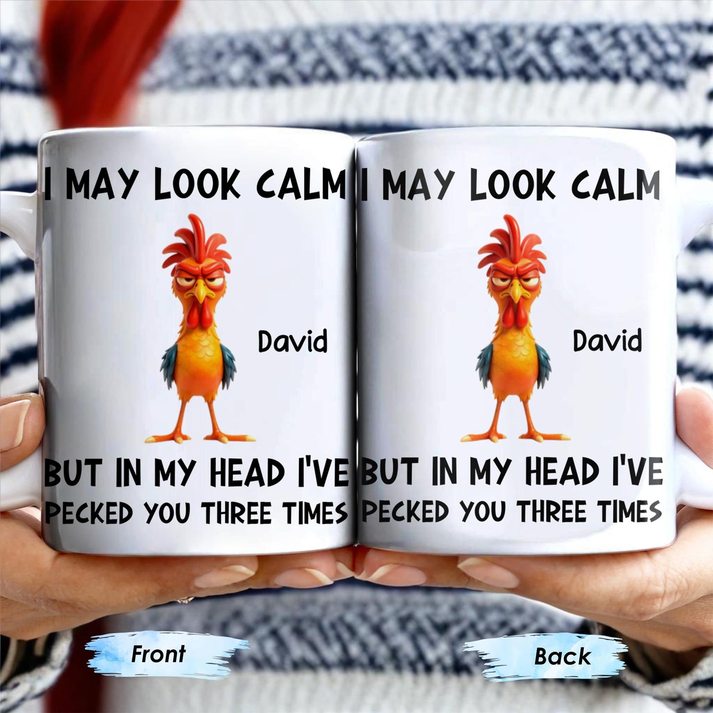 I May Look Calm, Rooster Design - Personalized Custom Coffee Mug - COL116_MG