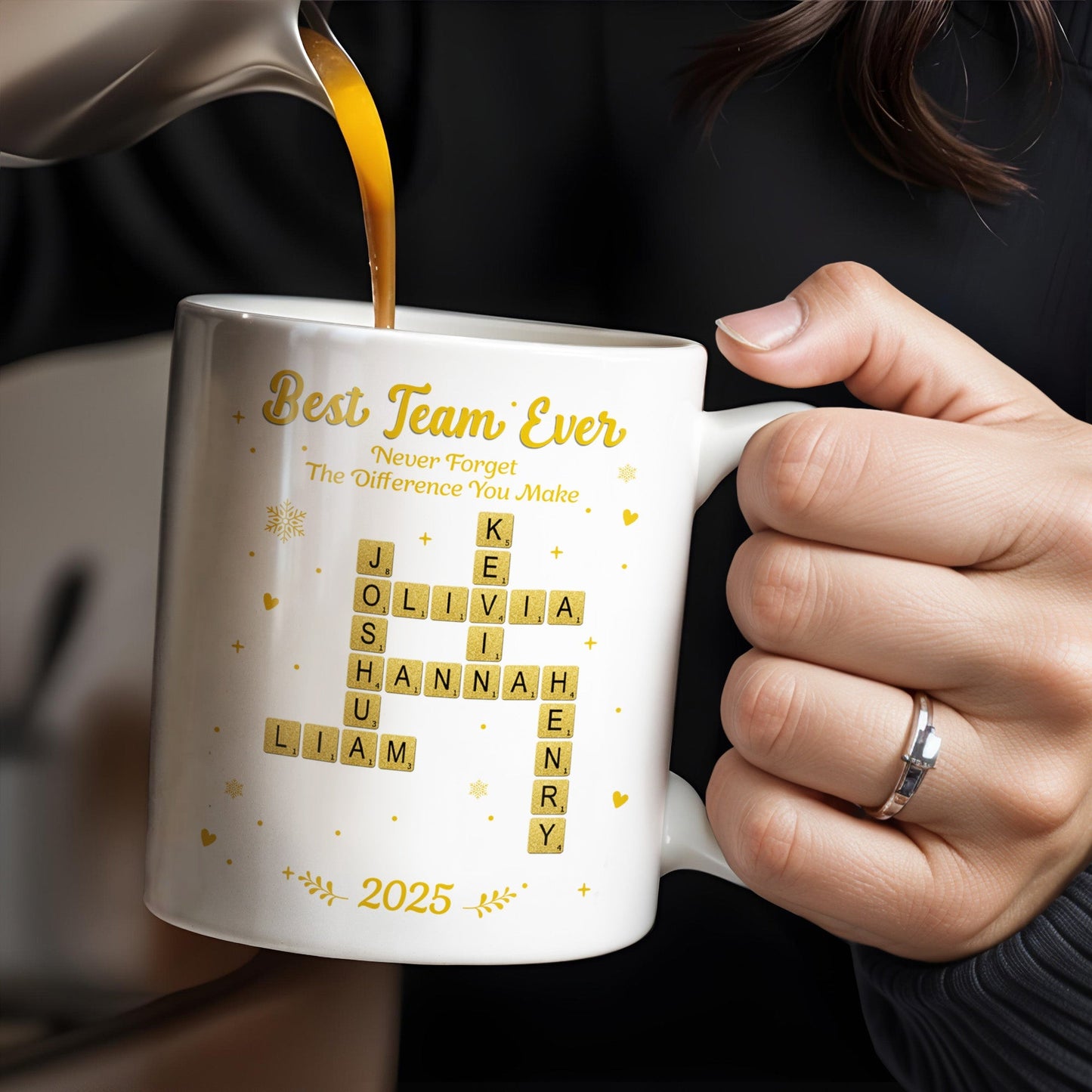Best Team Ever For Office Members With Scrabble Design - Personalized Custom Coffee Mug - COL117_MG