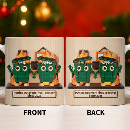 Putting Out Work Fires Together, Cartoon Fire Extinguishers - Personalized Custom Coffee Mug - COL119_MG