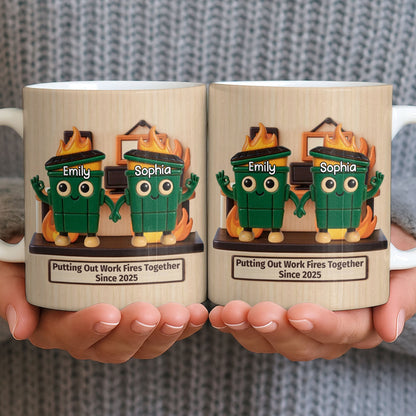 Putting Out Work Fires Together, Cartoon Fire Extinguishers - Personalized Custom Coffee Mug - COL119_MG