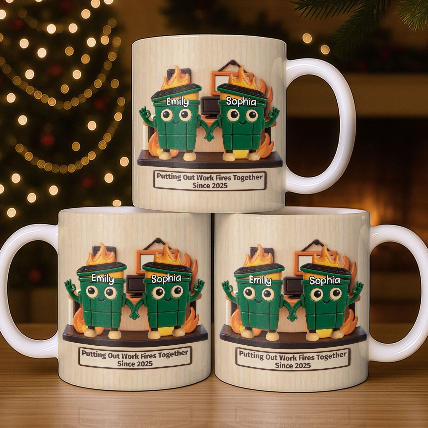 Putting Out Work Fires Together, Cartoon Fire Extinguishers - Personalized Custom Coffee Mug - COL119_MG