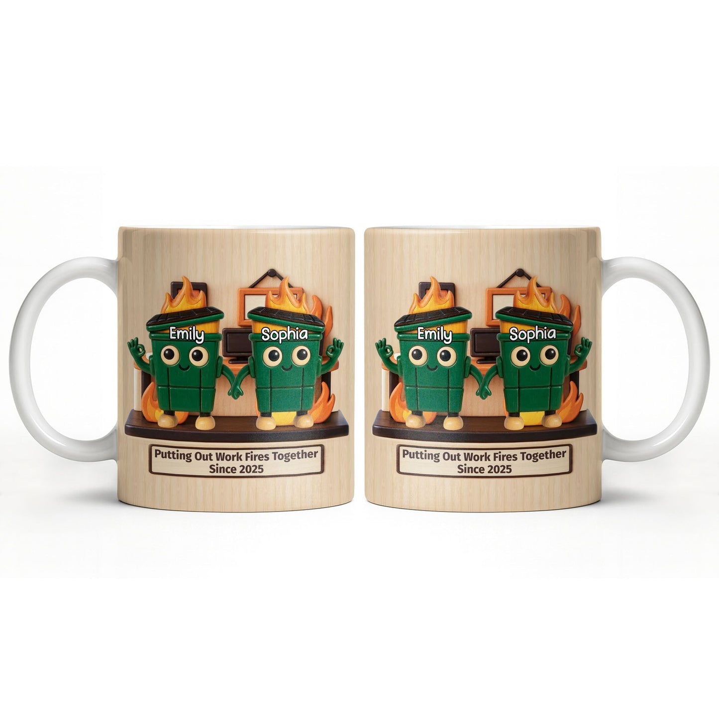 Putting Out Work Fires Together, Cartoon Fire Extinguishers - Personalized Custom Coffee Mug - COL119_MG