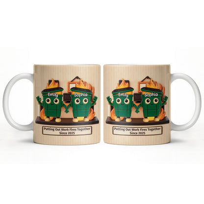Putting Out Work Fires Together, Cartoon Fire Extinguishers - Personalized Custom Coffee Mug - COL119_MG