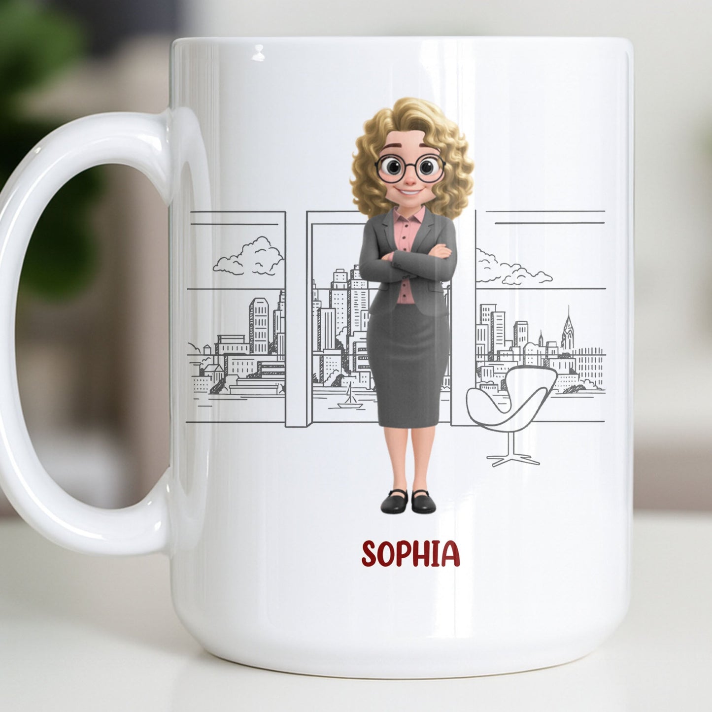 Customized Name With Professional Theme and City Skyline - Personalized Custom Coffee Mug - COL128_MG