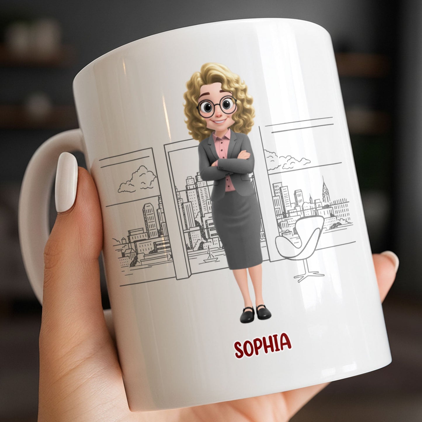 Customized Name With Professional Theme and City Skyline - Personalized Custom Coffee Mug - COL128_MG