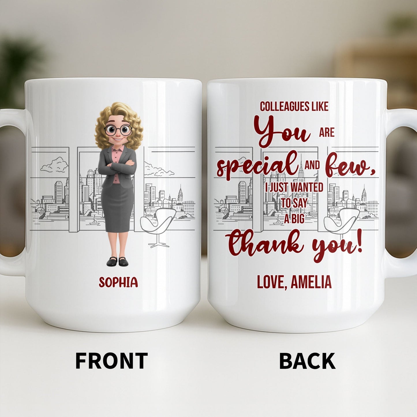 Customized Name With Professional Theme and City Skyline - Personalized Custom Coffee Mug - COL128_MG