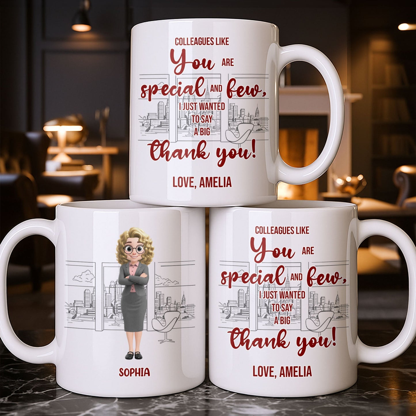 Customized Name With Professional Theme and City Skyline - Personalized Custom Coffee Mug - COL128_MG