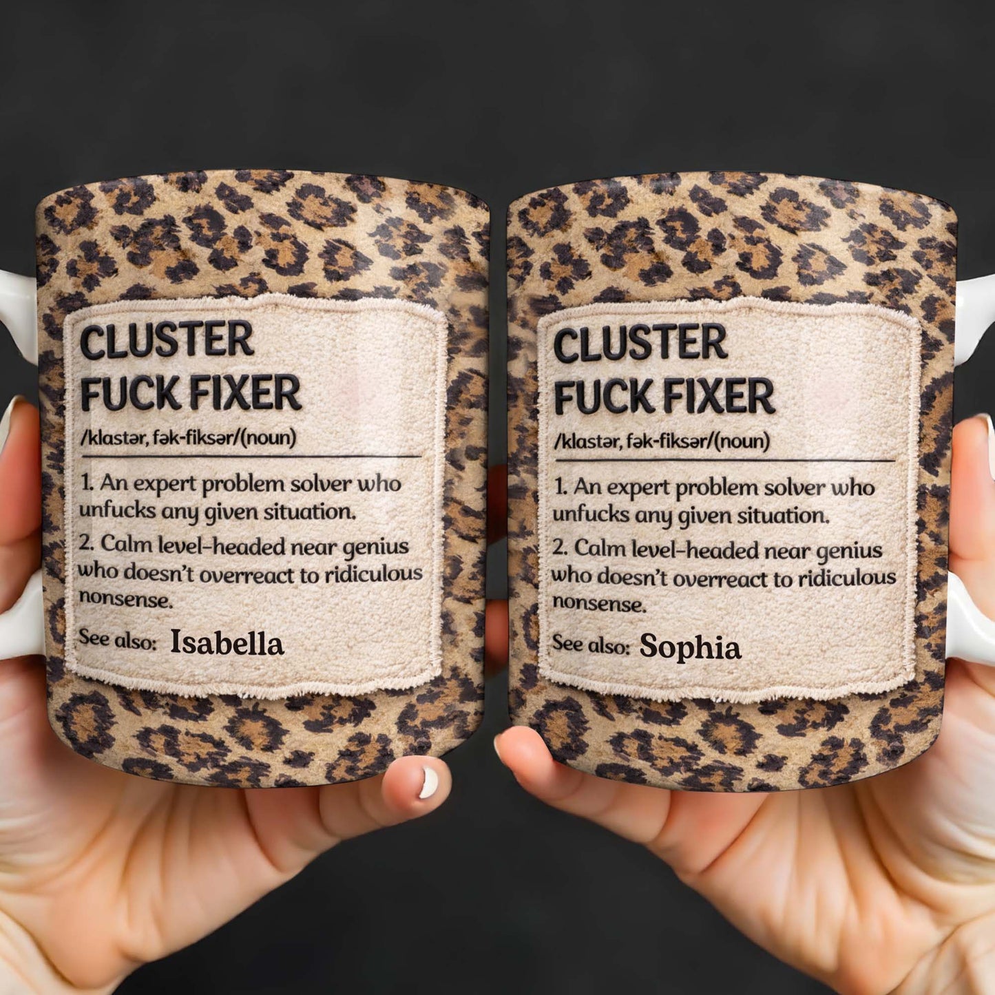 Cluster F❤️ck Fixer Leopard Print Mug - Personalized Custom Coffee Mug - COL130_MG