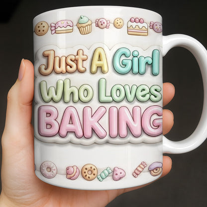 Just A Girl Who Loves Baking With Mixer And Cupcakes - Personalized Custom Coffee Mug - COOK030_MG