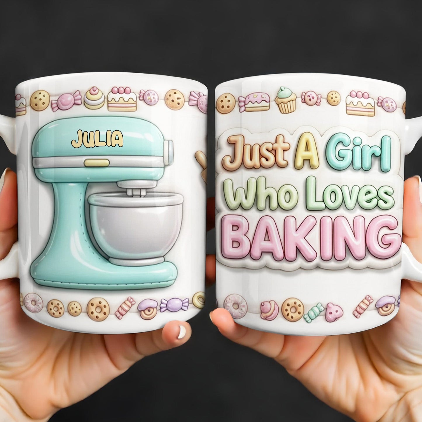 Just A Girl Who Loves Baking With Mixer And Cupcakes - Personalized Custom Coffee Mug - COOK030_MG