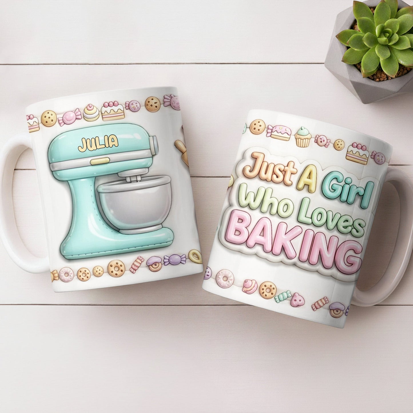 Just A Girl Who Loves Baking With Mixer And Cupcakes - Personalized Custom Coffee Mug - COOK030_MG