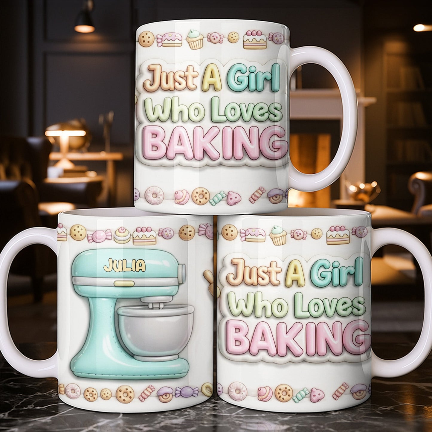Just A Girl Who Loves Baking With Mixer And Cupcakes - Personalized Custom Coffee Mug - COOK030_MG