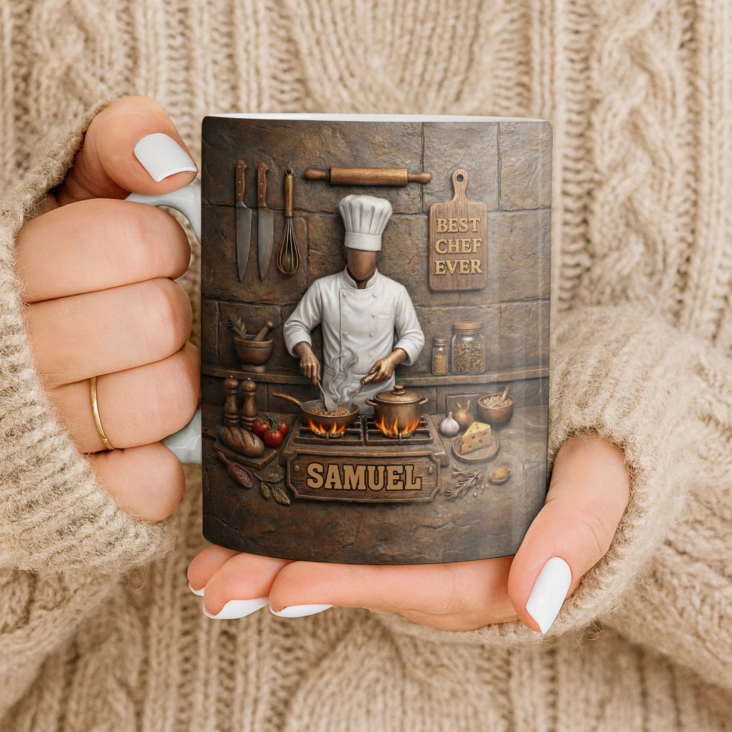 Best Chef Ever With Kitchen Tools And Cooking Stove - Personalized Custom Coffee Mug - COOK033_MG
