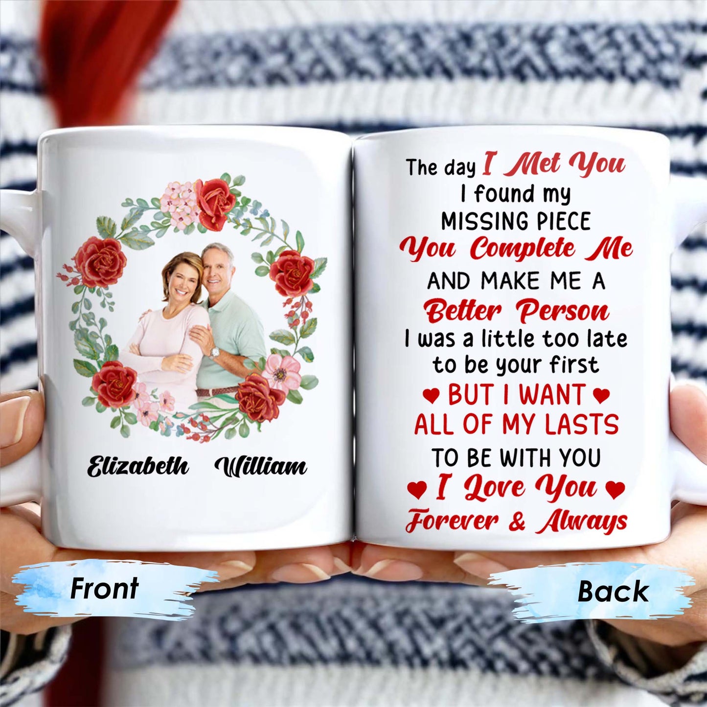 Forever And Always Love Promise With Roses - Personalized Custom Coffee Mug - CPL091_MG