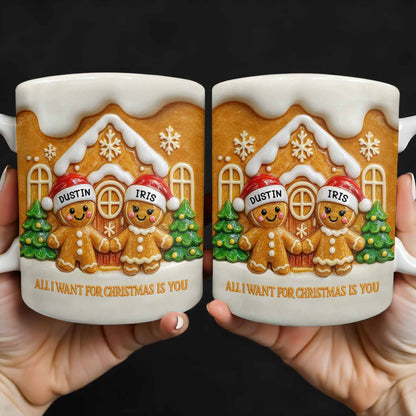 All I Want For Christmas Is You With Gingerbread Couple - Personalized Custom Coffee Mug - CPL1000_MG