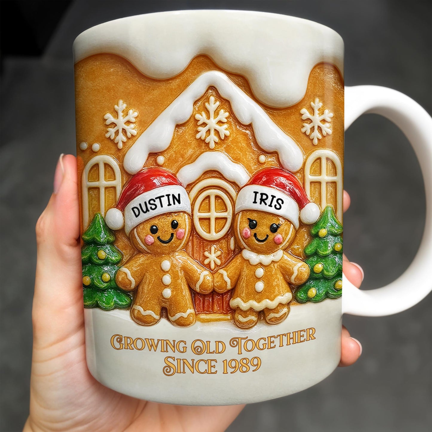 Growing Old Together Gingerbread Couple Design - Personalized Custom Coffee Mug - CPL1001_MG