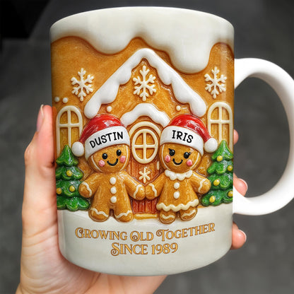 Growing Old Together Gingerbread Couple Design - Personalized Custom Coffee Mug - CPL1001_MG