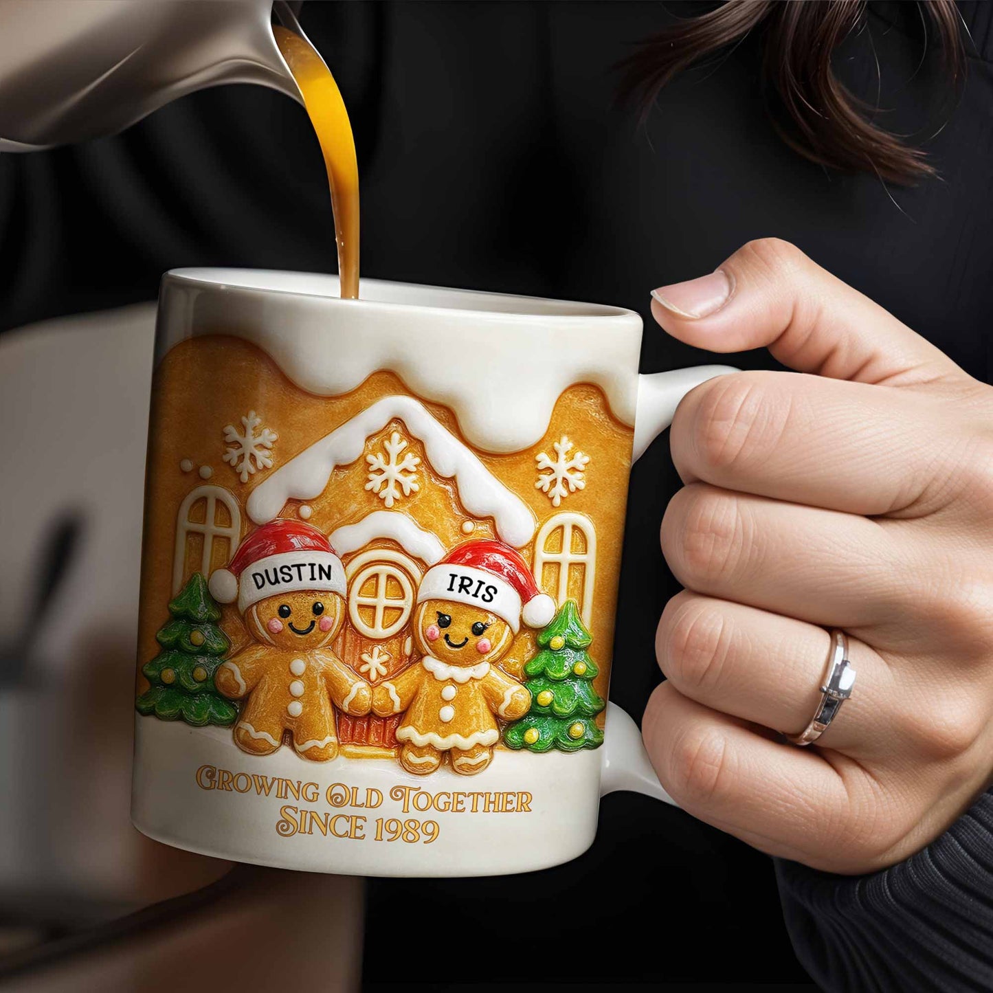 Growing Old Together Gingerbread Couple Design - Personalized Custom Coffee Mug - CPL1001_MG