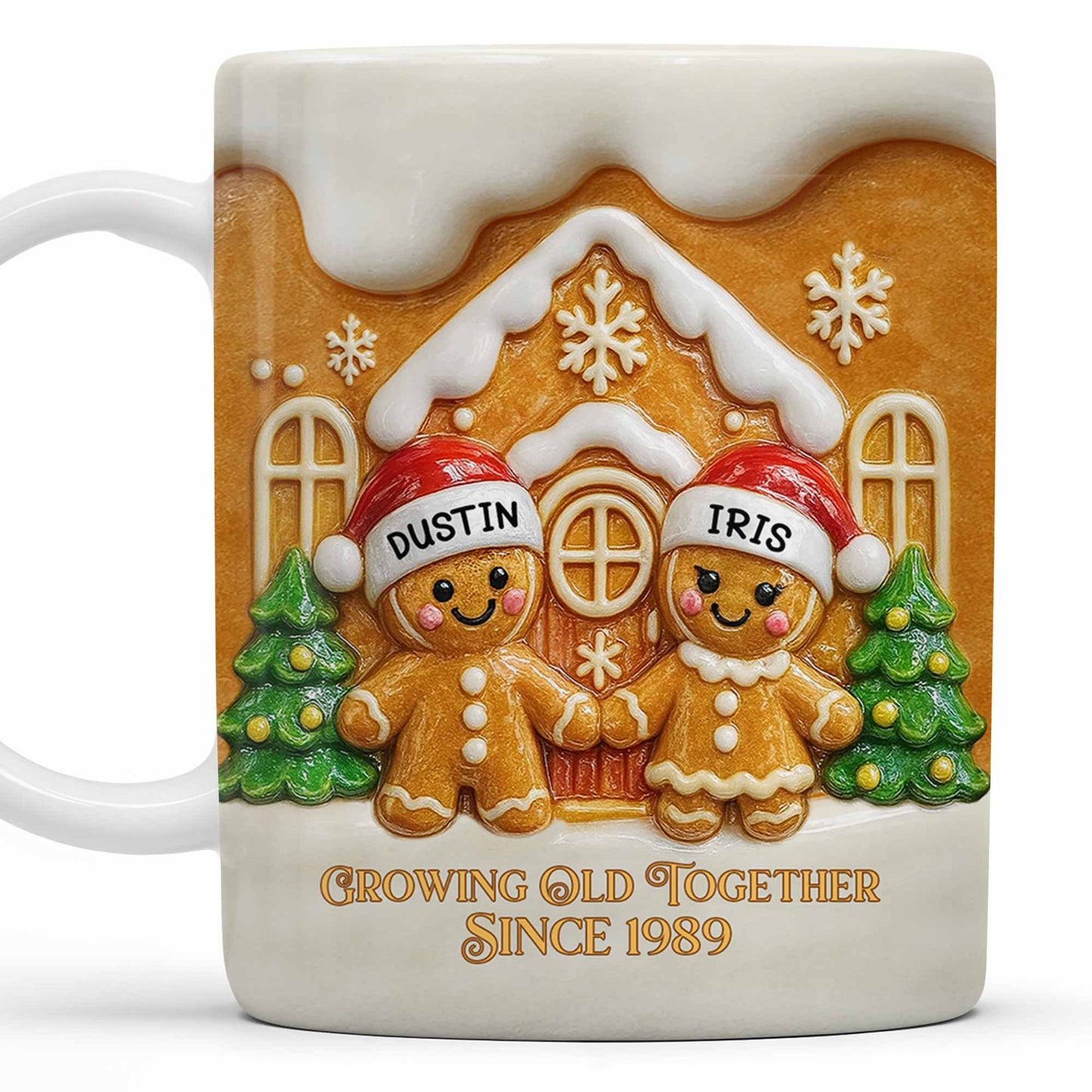 Growing Old Together Gingerbread Couple Design - Personalized Custom Coffee Mug - CPL1001_MG