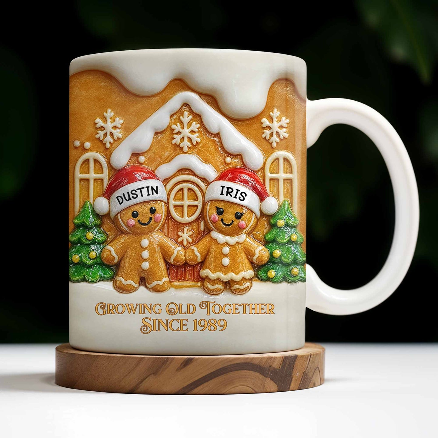Growing Old Together Gingerbread Couple Design - Personalized Custom Coffee Mug - CPL1001_MG