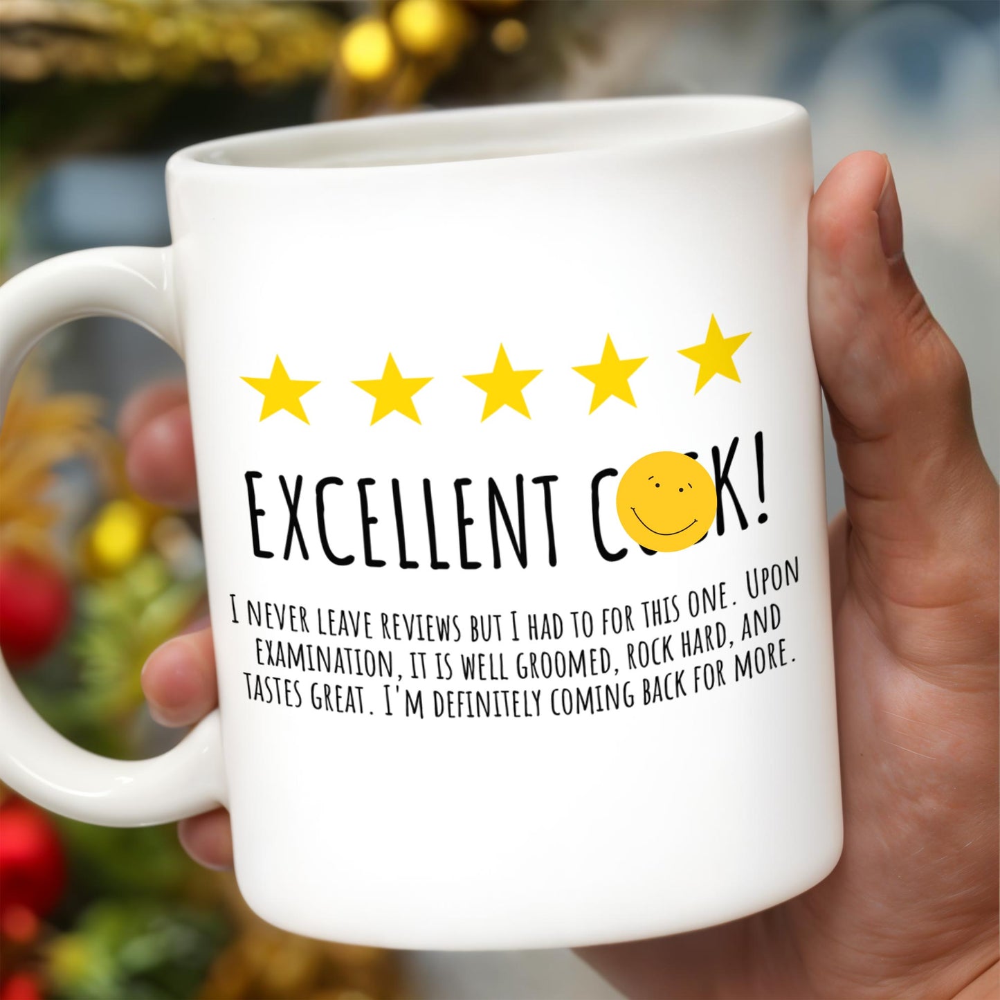 Excellent Cook Appreciation Quote With Stars And Smiley - Personalized Custom Coffee Mug - CPL101_MG