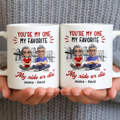 You're My One My Favorite My Ride Or Die, Couple And City Skyline - Personalized Custom Coffee Mug - CPL1028_MG