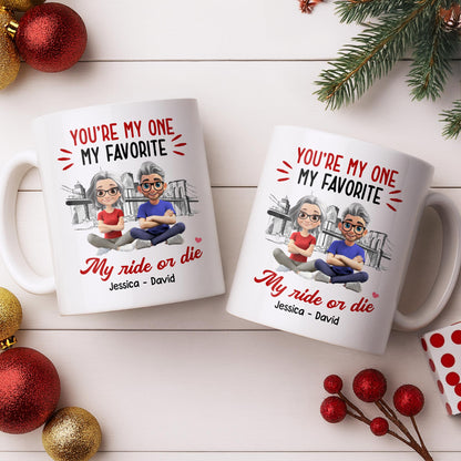 You're My One My Favorite My Ride Or Die, Couple And City Skyline - Personalized Custom Coffee Mug - CPL1028_MG