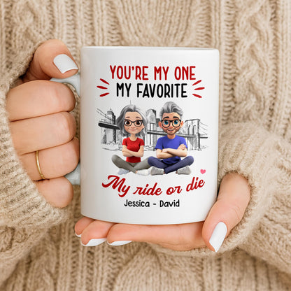 You're My One My Favorite My Ride Or Die, Couple And City Skyline - Personalized Custom Coffee Mug - CPL1028_MG