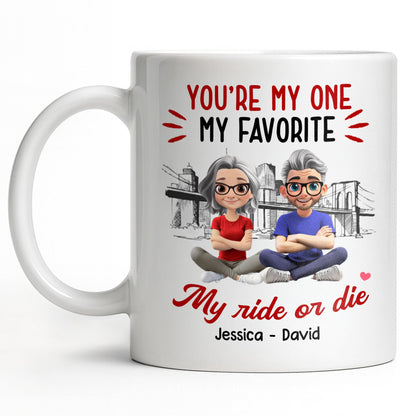 You're My One My Favorite My Ride Or Die, Couple And City Skyline - Personalized Custom Coffee Mug - CPL1028_MG