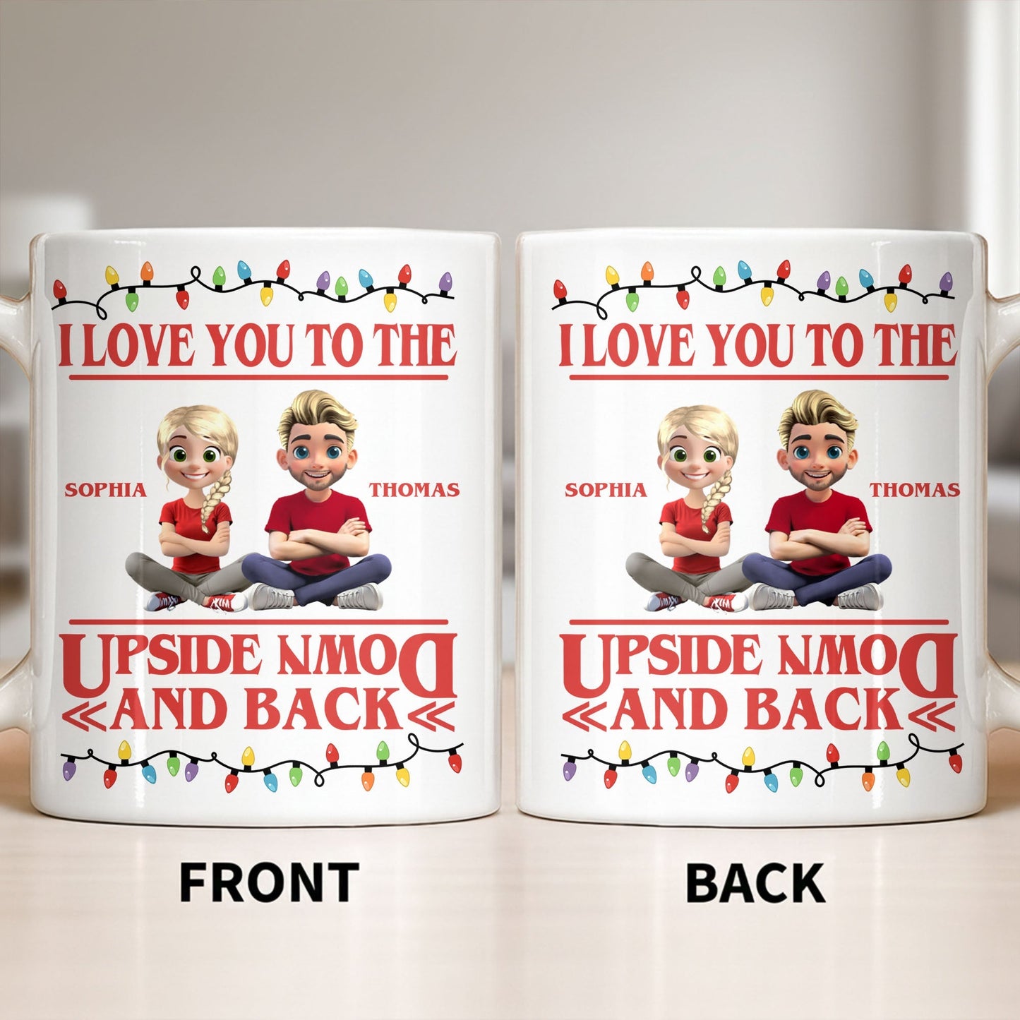 I Love You To The Moon And Back With Animated Characters - Personalized Custom Coffee Mug - CPL1032_MG