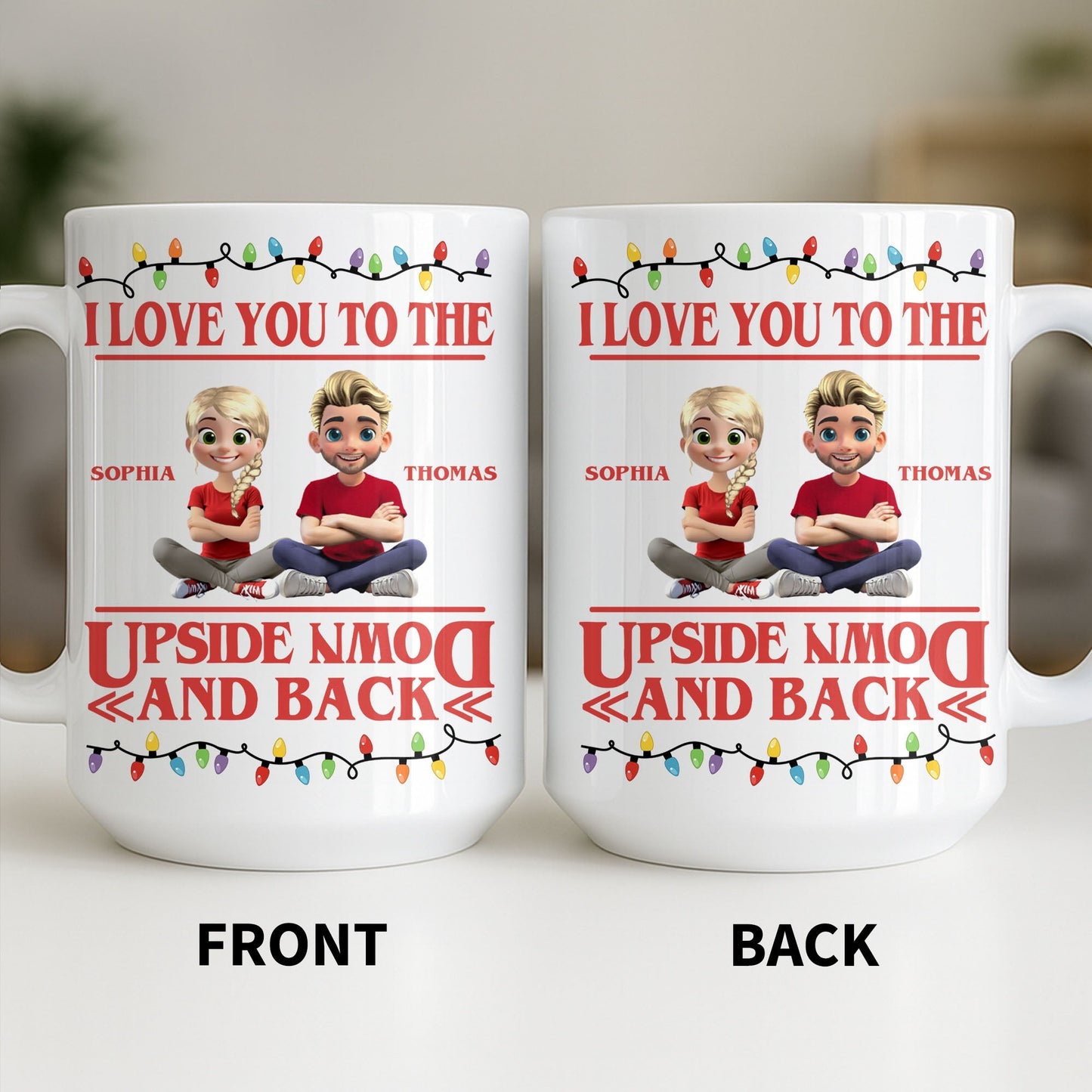 I Love You To The Moon And Back With Animated Characters - Personalized Custom Coffee Mug - CPL1032_MG
