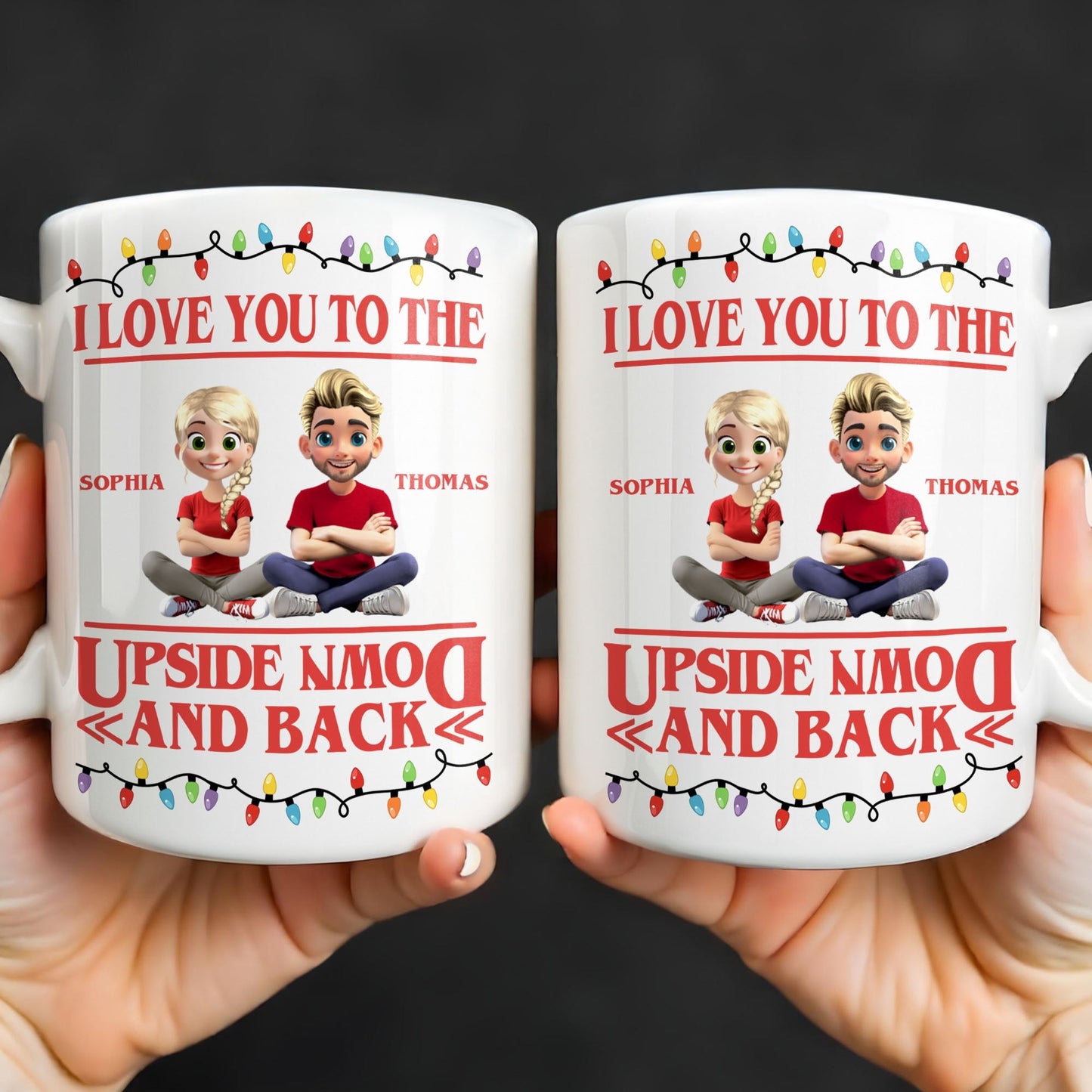 I Love You To The Moon And Back With Animated Characters - Personalized Custom Coffee Mug - CPL1032_MG