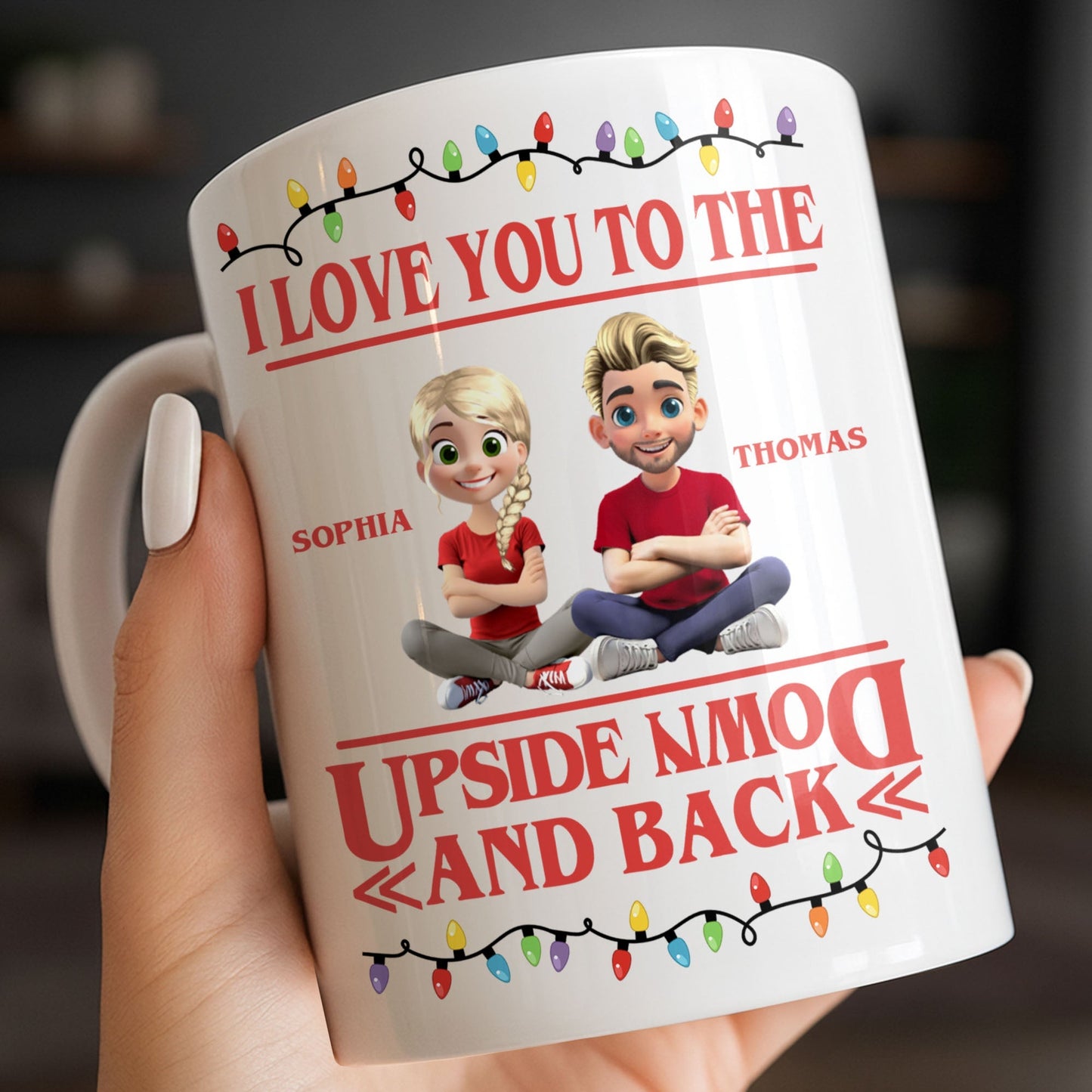 I Love You To The Moon And Back With Animated Characters - Personalized Custom Coffee Mug - CPL1032_MG