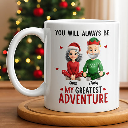 You Will Always Be My Greatest Adventure With Hearts And Santa Hats - Personalized Custom Coffee Mug - CPL1035_MG