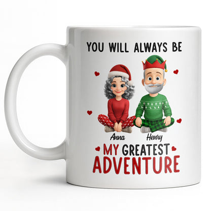 You Will Always Be My Greatest Adventure With Hearts And Santa Hats - Personalized Custom Coffee Mug - CPL1035_MG