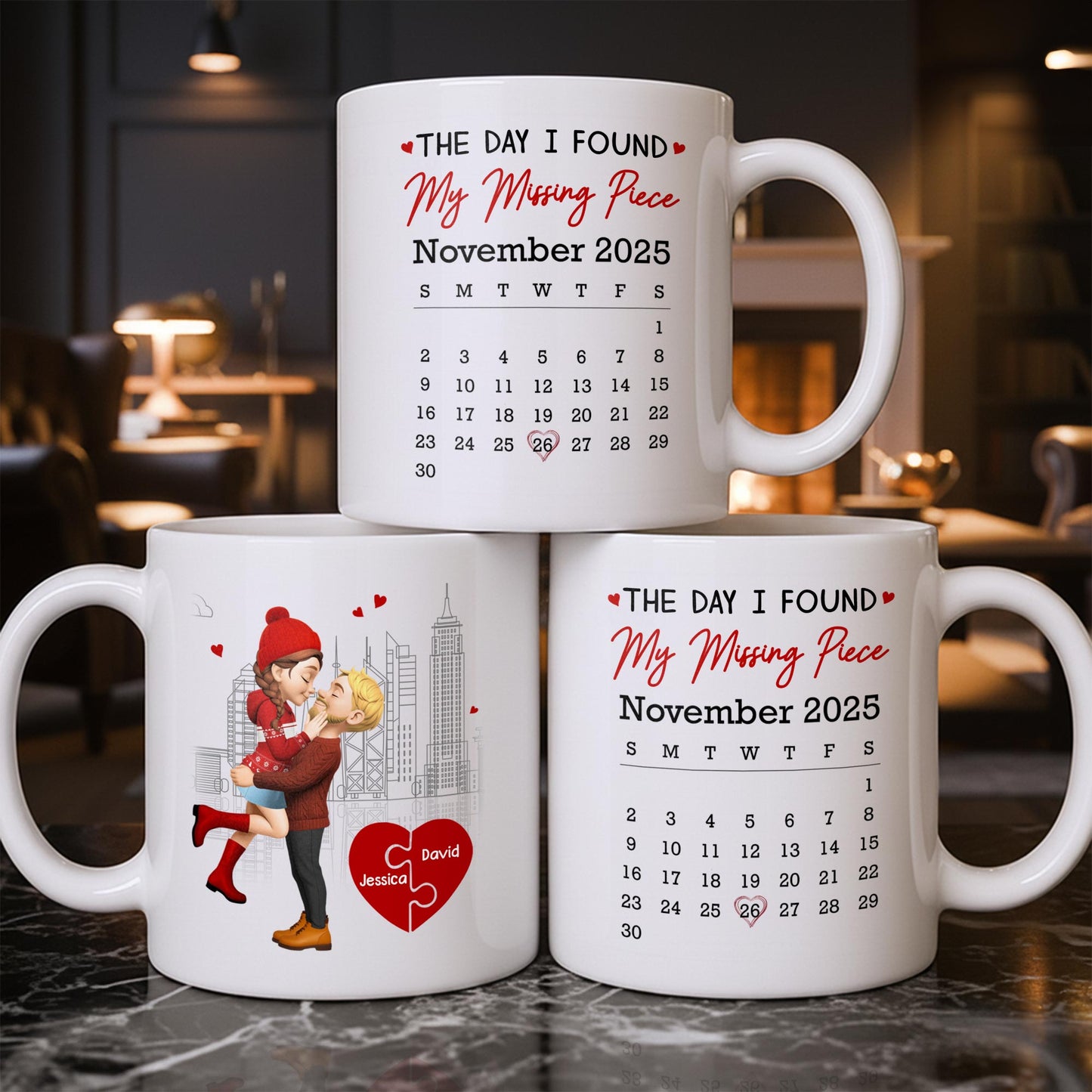 Capture Special Moments, Cityscape With Romantic Couple - Personalized Custom Coffee Mug - CPL1039_MG