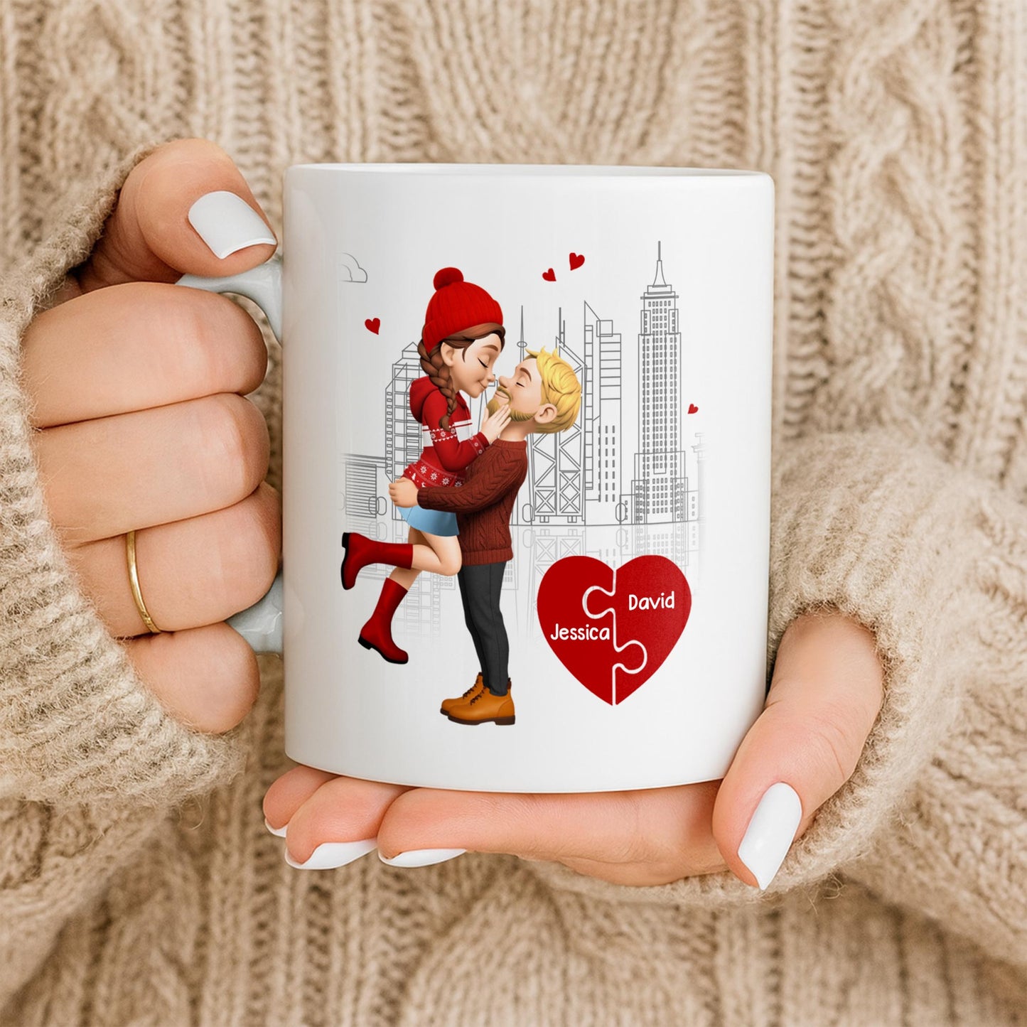 Capture Special Moments, Cityscape With Romantic Couple - Personalized Custom Coffee Mug - CPL1039_MG