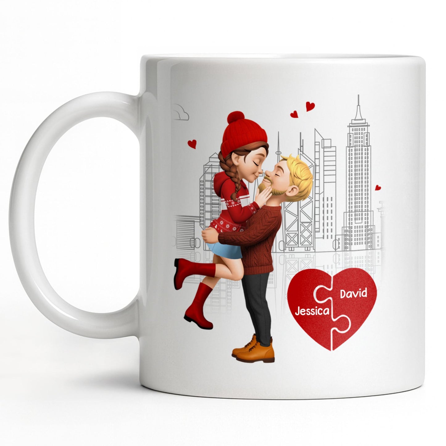 Capture Special Moments, Cityscape With Romantic Couple - Personalized Custom Coffee Mug - CPL1039_MG