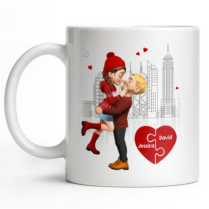 Capture Special Moments, Cityscape With Romantic Couple - Personalized Custom Coffee Mug - CPL1039_MG