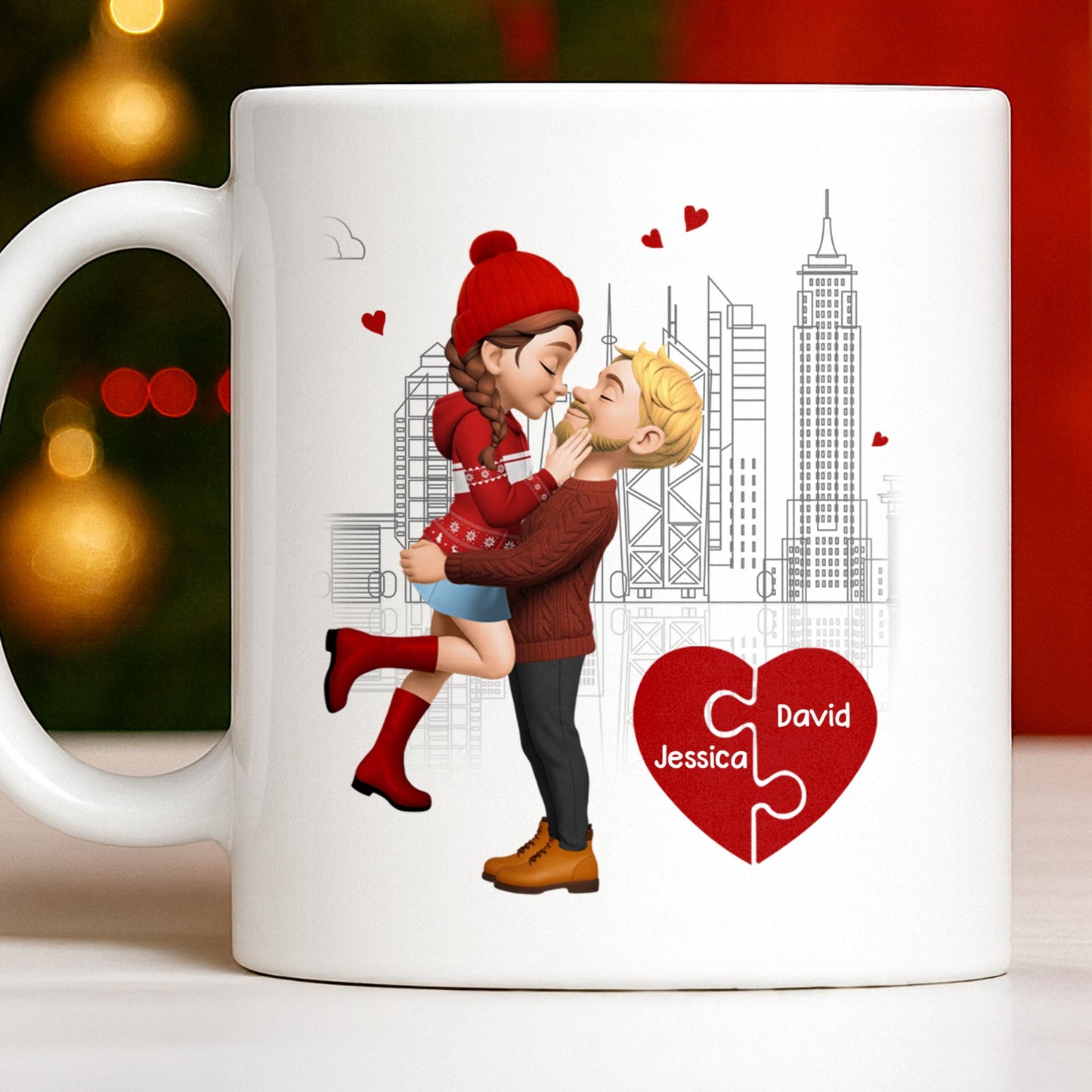 Capture Special Moments, Cityscape With Romantic Couple - Personalized Custom Coffee Mug - CPL1039_MG